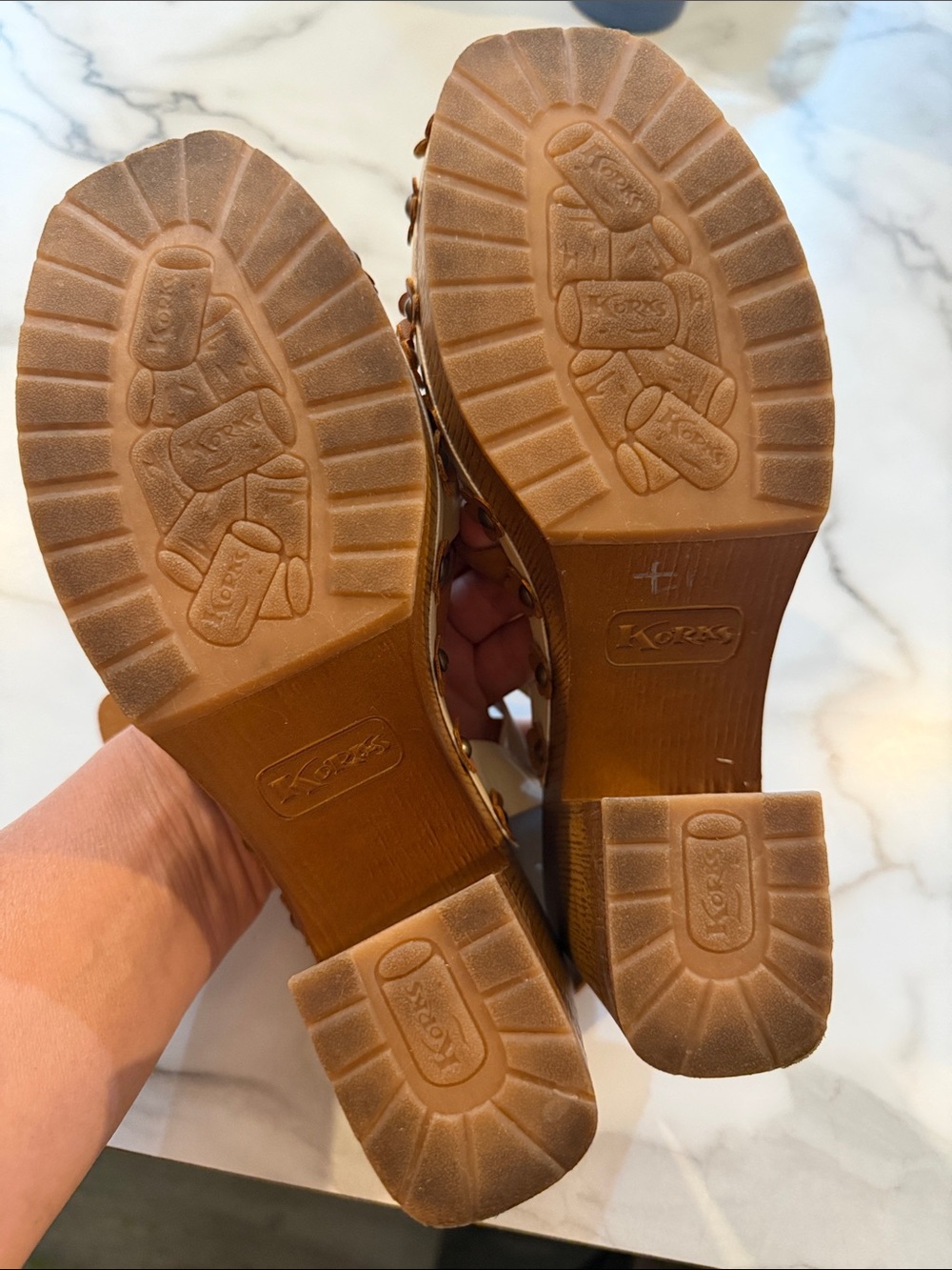 Kork-Ease Beige and Brown Floral Studded Platform Sandals - Picture 8 of 8